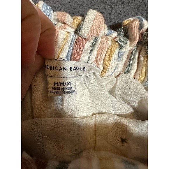 American Eagle Linen/Cotton Highwaisted Striped Shorts - Picture 3 of 5